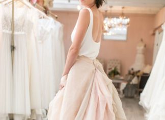 Beautiful Brand Wedding Dresses : Blush and white wedding dress: www.stylemepretty… Photography: Josh Gruetzmach…