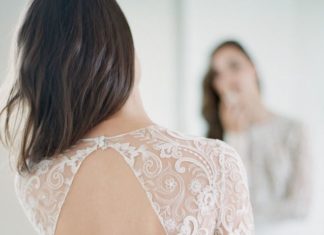 Beautiful Brand Wedding Dresses : Embroidered peekaboo back wedding dress: Photography: Greg Finck – www.gregfinck…