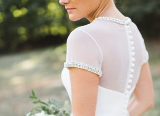 Beautiful Brand Wedding Dresses : Illusion back button up wedding dress: www.stylemepretty… Photography: Ashley …