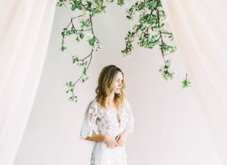 Beautiful Brand Wedding Dresses : Lace butterfly sleeve wedding dress | Photography: Sally Pinera…