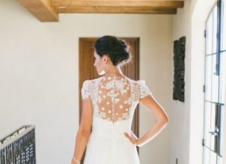 Beautiful Brand Wedding Dresses : Lace cap sleeve Monique Lhuillier wedding dress: www.stylemepretty… Photograph…