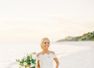 Beautiful Brand Wedding Dresses : Lace off-the-shoulder wedding dress: www.stylemepretty… Photography: Lauren Ki…