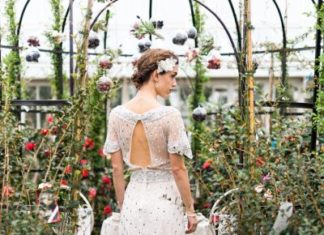 Beautiful Brand Wedding Dresses : Peekaboo back and butterfly sleeve beaded wedding dress: www.stylemepretty… Ph…