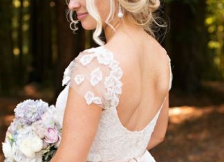 Beautiful Brand Wedding Dresses : Whimsical cap sleeve wedding dress: www.stylemepretty… Photography: Brooke Bea…