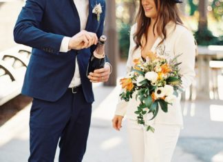 Beautiful Brand Wedding Dresses : Who says brides need to wear dresses?! Bridal Pantsuit. Courthouse Wedding. Endl…