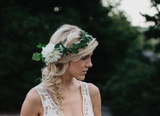 Best Hair Style For Bride : greenery and white wedding crown / www.deerpearlflow……