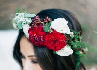 Best Hair Style For Bride : Red flower crown wedding hairstyle via Jenna Bechtholt Photography / www.deerpea…