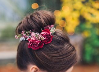 Best Hair Style For Bride : top knot wedding updo hairstyle with red roses / www.deerpearlflow……