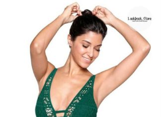 Best Swimwear 2017/2018 : Swimwear // Don this green lace cutout plunge swimsuit with your wayfarer sungla…