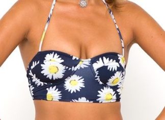 Bikinis Swimwear One pieces & Cover Ups : Black Halter Floral Print Bikini Swimwear