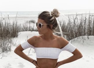 Bikinis Swimwear One pieces & Cover Ups : Forever 21 – FOREVER 21 stripe cropped bikini top