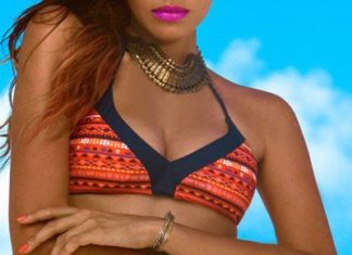 Bikinis Swimwear One pieces & Cover Ups : Sexy Geometrical Print Halterneck Bikini Set For Women