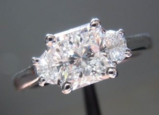 Diamond Rings : 1.04ct Colorless Radiant cut diamond with Half moon sides $6,399 Sale #colorless…