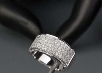 Diamond Rings : 1.35CT Diamond Solid 14K White Gold Pave Wedding Band Women Men Engagement Ring…