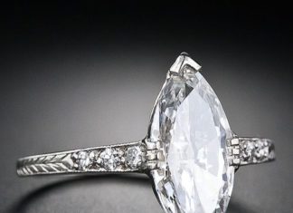 Diamond Rings : 1.41 Carat Art Deco Marquise Diamond Engagement Ring – 10-1-4667 – Lang Antiques…