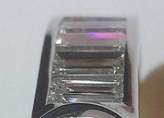 Diamond Rings : 1 Carat Diamond in Platinum Engagement Ring with Baguette Cut Diamonds…
