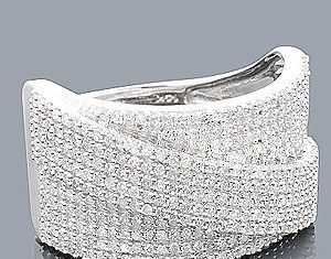 Diamond Rings : 14K Gold Pave Diamond Wedding Band 0.93ct @}-,-;–…