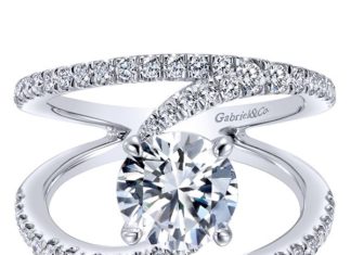 Diamond Rings : 14k White Gold Diamond Split Shank Engagement Ring…