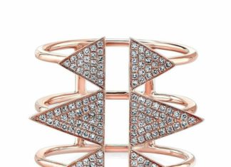 Diamond Rings : 14KT Rose Gold Diamond Triple Spike Ring…