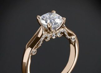 Diamond Rings : 18k Rose Gold Verragio 4 Prong Knife-Edge Solitaire Engagement Ring from the Ver…