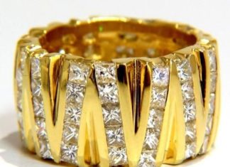 Diamond Rings : 2.50CT NATURAL STAGGERED ROW PRINCESS CUT DIAMONDS BAND 10MM…