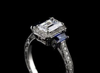 Diamond Rings : 2 Rolls 30 Feet Gold Geometric Damask Blue Diamond Vintage Art Nouveau Diamonds…