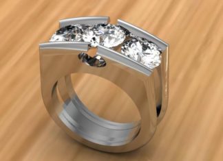 Diamond Rings : 3 Stone Diamond Tension Set RIng…