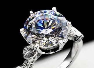 Diamond Rings : 4CT Real Moissanite Female Promise Solid 18K White Gold Ring Test Positive