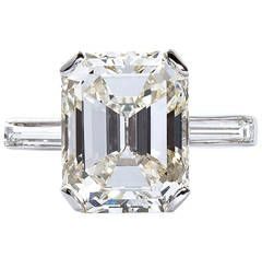 Diamond Rings : 5.11 Carat Emerald Cut Diamond Platinum Engagement Ring…