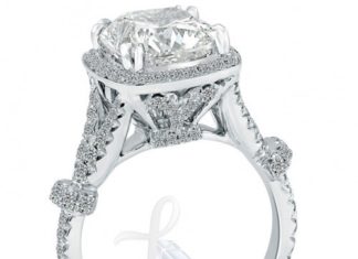 Diamond Rings : 5.36 Carat D-VS1 Cushion Cut Diamond Engagement Ring 18k Gold Vintage Style – Pa…