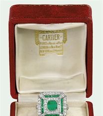 Diamond Rings : A BELLE EPOQUE EMERALD AND DIAMOND RING, BY CARTIER The square-cut emerald with…