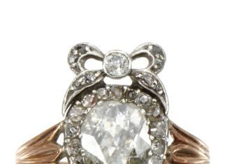 Diamond Rings : A DIAMOND RING, FIRST QUARTER OF 19TH CENTURY. Centring upon a pear-shaped diamo…