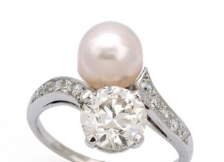 Diamond Rings : A Natural Pearl and Diamond Ring, Cartier, circa 1925…