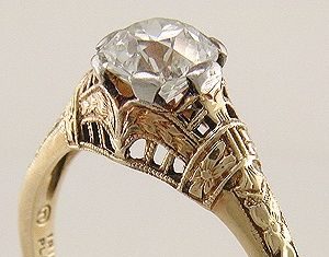 Diamond Rings : Antique filigree ring with an Old European cut diamond….