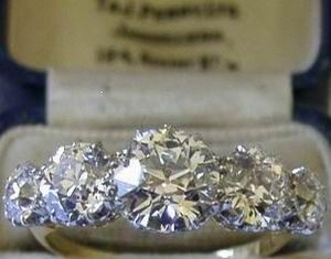 Diamond Rings : Antique Platinum/18ct 3.75ct 5 stone diamond ring…