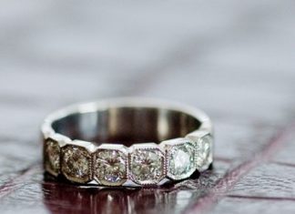 Diamond Rings : Art Deco inspired diamond wedding band…