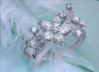 Diamond Rings : Beautiful Diamond Blossom Ring, 1,32 ct. (G-VS) WG18K – Visit: schmucktraeume.co…