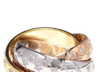 Diamond Rings : Cartier Trinity Ring with Diamonds Stars…