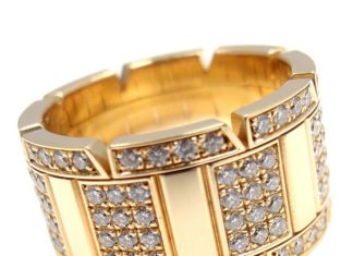 Diamond Rings : CARTIER18k Yellow Gold Diamond Large Model Tank Francise Ring by Cartier. With …