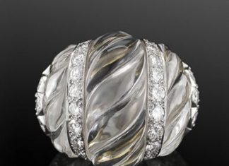 Diamond Rings : Carved Rock Crystal and Diamond Cocktail Ring by David Webb, circa 1970s…
