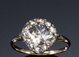 Diamond Rings : DIAMOND RING, EARLY 19TH CENTURY. The pear-shaped bezel set with a central rose-…