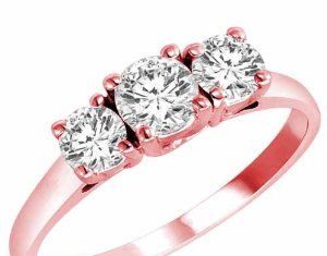 Diamond Rings : DivaDiamonds 14K Rose Gold 3 Three Stone Round Brilliant Diamond Anniversary Rin…