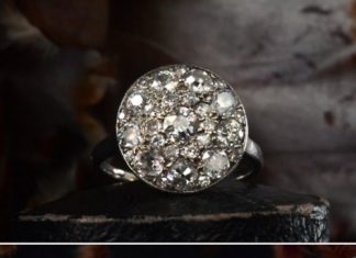Diamond Rings : Early 1900s French Platinum Filigree Cluster Ring, ~1.50ctw European Cut Diamond…