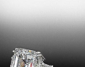 Diamond Rings : Emerald cut center stone trio with split shank mounting by Bez Ambar….