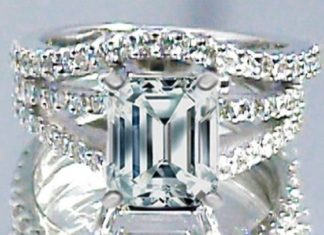 Diamond Rings : Emerald Cut Diamond Split Band Engagement Ring Beyonce's Choice…