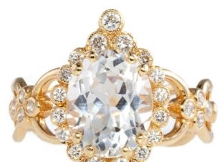 Diamond Rings : Erica Courtney Oval and Yellow Gold Engagement Ring…