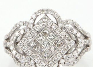 Diamond Rings : Estate 18 Karat White Gold Diamond Cocktail Ring Fine Jewelry Pre-Owned $1195…