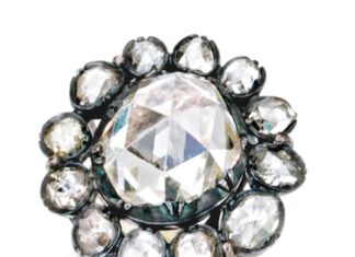 Diamond Rings : GOLD, SILVER AND DIAMOND RING, EARLY 19TH CENTURY Set in the center with a rose-…