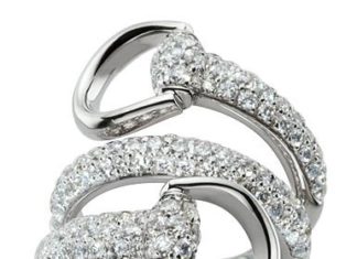 Diamond Rings : Gucci Horsebit 18K White Gold & Diamond Coil Ring….