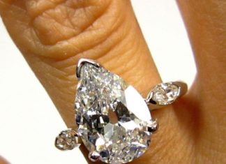 Diamond Rings : Holy 1930..Vintage Estate 3.12ct Classic PEAR Cut Diamond Engagement Ring in PLA…